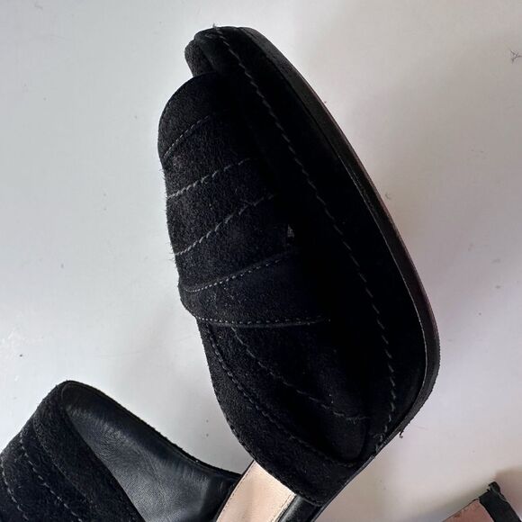 Prada Black Suede High Heel Peep Toe Bootie Style Sandals Size 38 - Picture 10 of 14